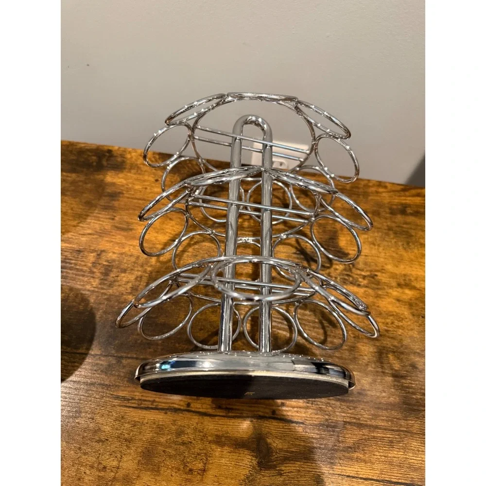 Chrome Rotating Coffee‎ Pod Carousel 27 Count 3-Tier Capsule Holder Organizer
